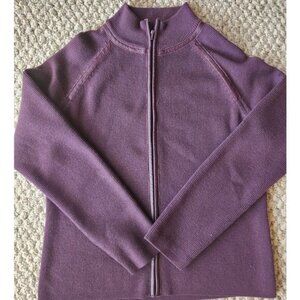 Pendleton Merino Wool Leather Trim Full Zip Mock Neck Sweater Sz Medium